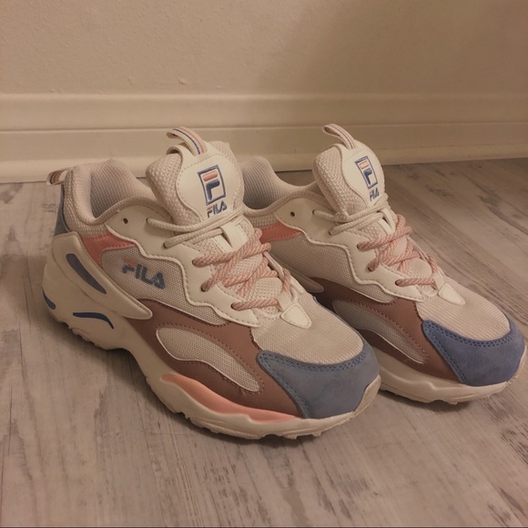 Bts Fila Ray Tracer Pink Blue Shoes 
